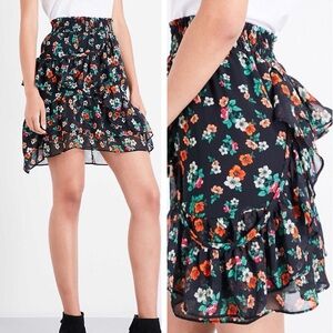 Maje Ruffle Floral Skirt Size Medium